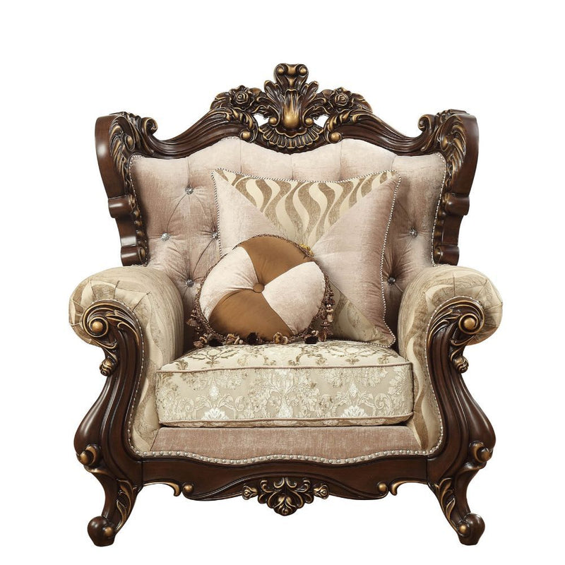 Shalisa - Chair With 2 Pillows (Same Lv01587) - Fabric & Walnut