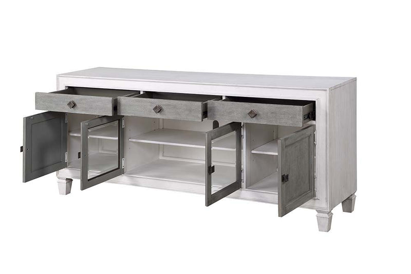 Katia - TV Stand - Rustic Gray & White Finish