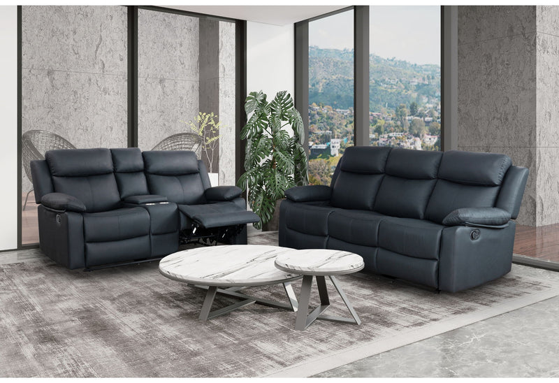 U6026 - Reclining Sofa, Console Reclining Loveseat - Black