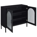 Jess - 2-Door Arched Fluted Glass Accent Cabinet - Black
