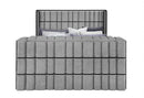 Isabella - King Upholstered Bed With LED, TV Lift, Bluetooth Speaker And Firpeplace Crystal - Gray