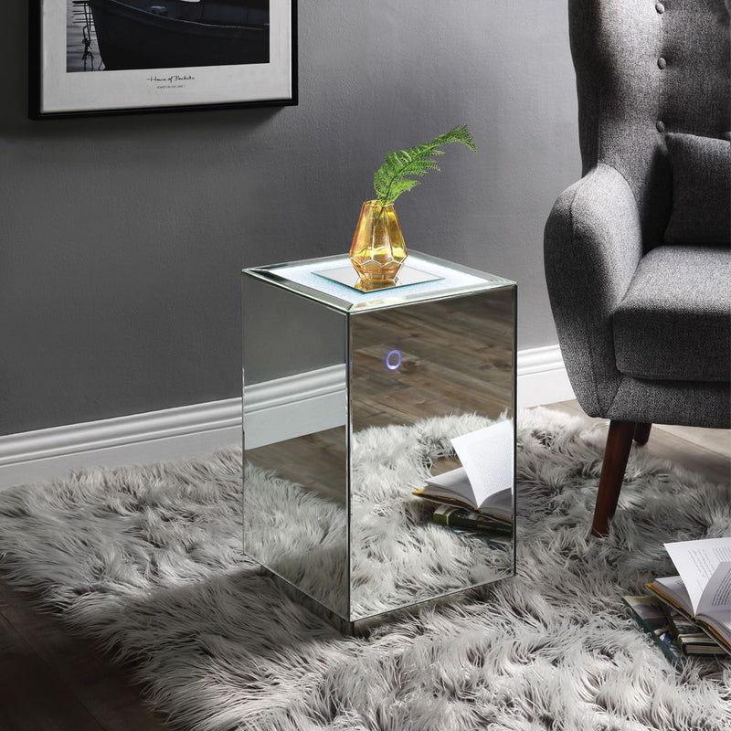 Nowles - Accent Table With LED - Faux Stones