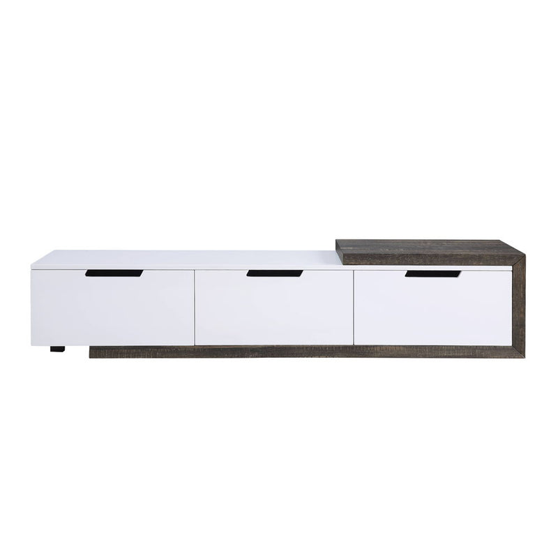 Orion - TV Stand - White High Gloss & Rustic Oak