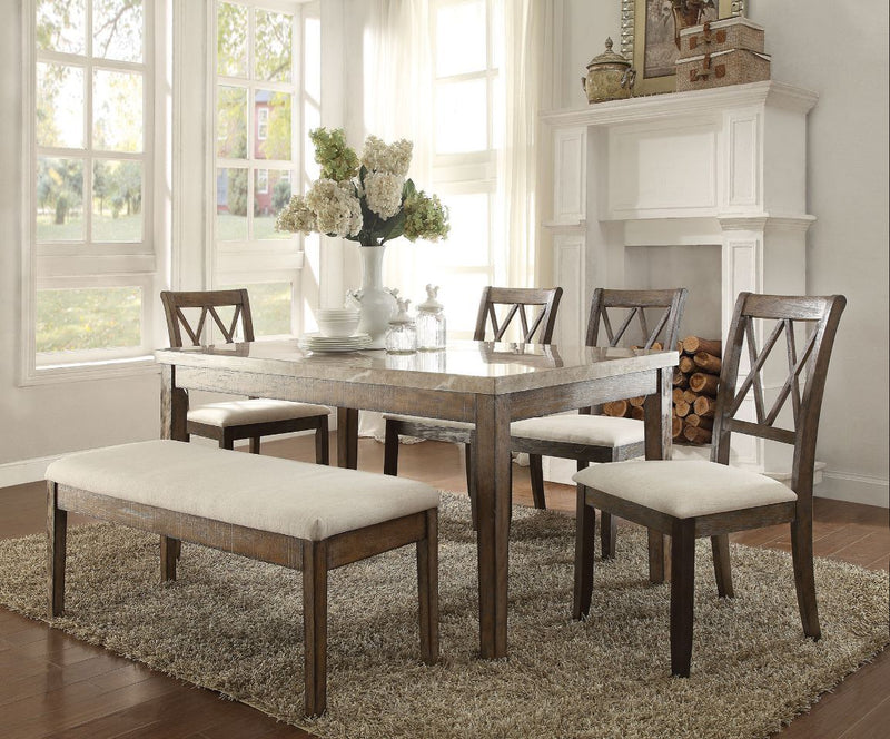 Claudia - Dining Table - Marble Top & Salvage Brown