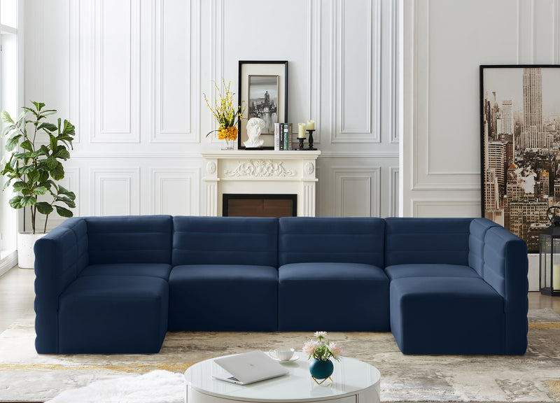 Quincy - Modular Sectional 6 Piece - Navy - Fabric