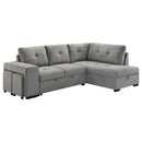 Roanne - Fabric Upholstered Sleeper Sectional Sofa - Gray