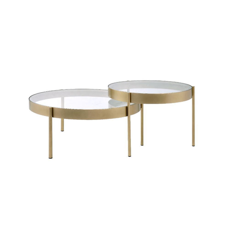 Andover - Nesting Table Set - Clear Glass & Gold