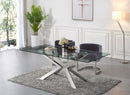 Juno - Glass Dining Table - Pearl Silver