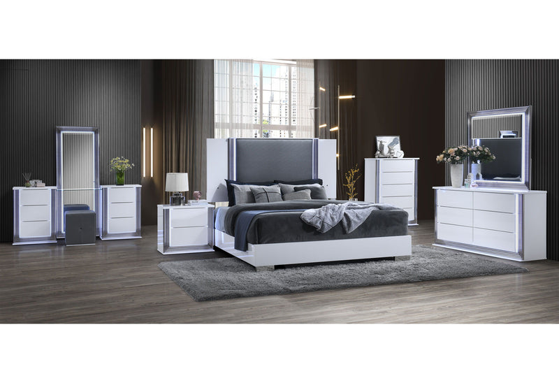 Ylime - 5 Piece King Bedroom Set - Smooth White