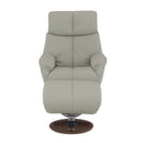 Kandoro - Motion Accent Chair With Swivel & Ottoman - Gray Leather & Brown Base
