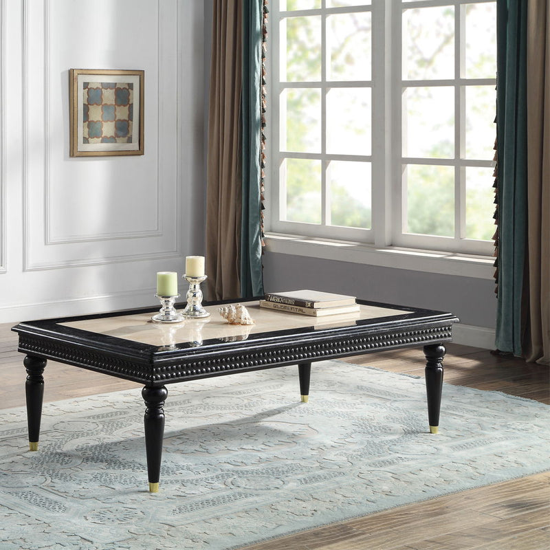 Tayden - Coffee Table With Marble Top - Marble Top & Black