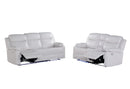 U6026 - 3 Piece Living Room Set (Reclining Sofa, Console Reclining Loveseat With Speaker, Glider Recliner With LED) - White