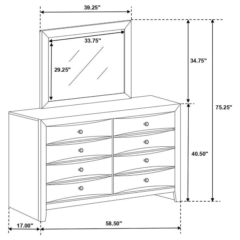 Briana - 8-Drawer Dresser With Mirror - Black