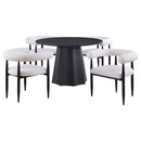 Camden - 5 Piece Round Faux Marble Top Dining Table Set - Black