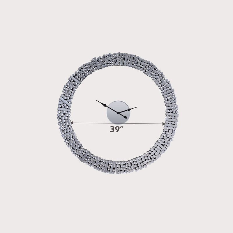 Kachina - 39" Wall Clock - Mirrored & Faux Gems