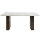 Edwyn - Dining Table With Marble Top - White Natural Marble Top & Brown