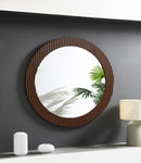 Dexter - Round Reeding Frame Wall Mirror - Brown
