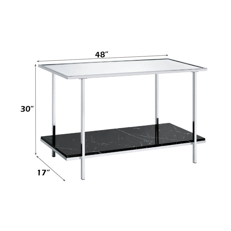 Angwin - Console Table - Mirrored, Faux Marble Top & Chrome