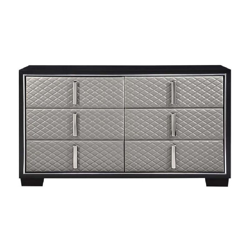 Nicola - Dresser - Silver Synthetic Leather & Black
