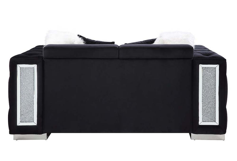Trislar - Loveseat With 4 Pillows (Same 52526) - Black Velvet