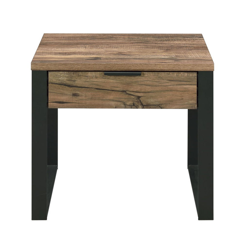 Aflo - End Table - Weathered Oak & Black