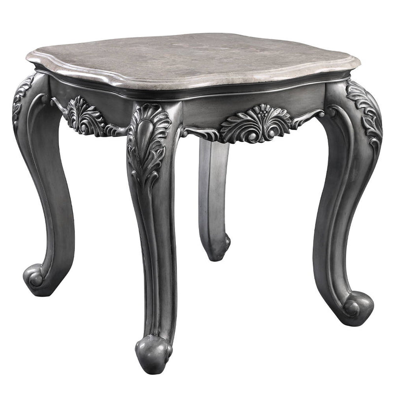 Ariadne - End Table - Marble Top & Platinum