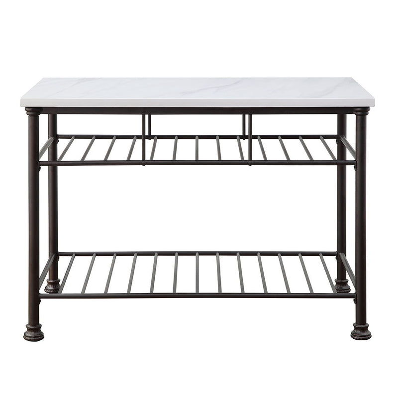 Freyja - Kitchen Island - White Cultured Marble Top & Gray