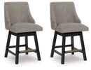 Neymorton - Upholstered Swivel Barstool (Set of 2) - Dark Grayish Brown