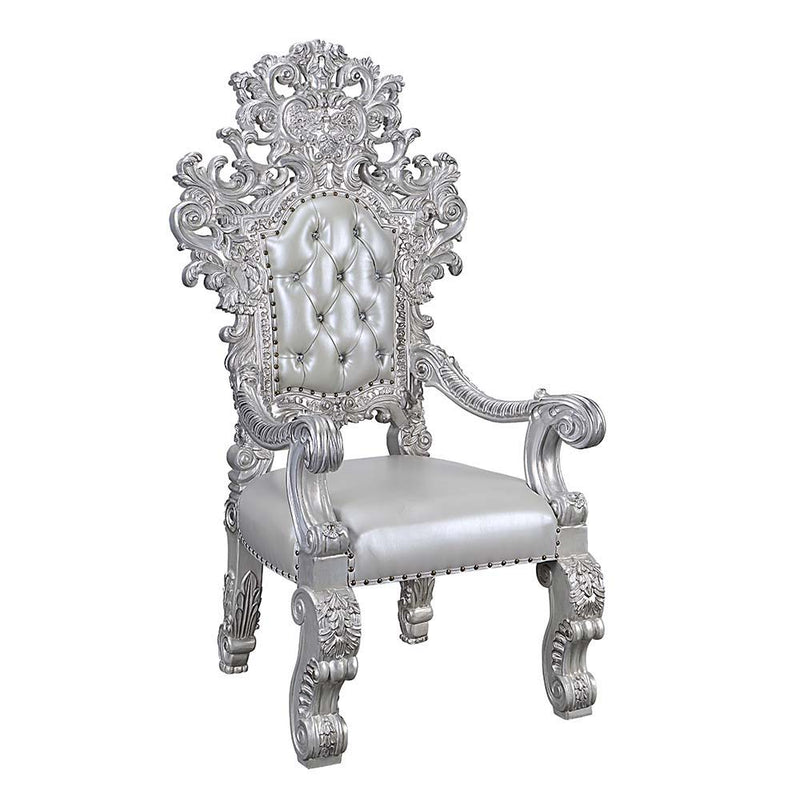 Valkyrie - Arm Chair (Set of 2) - Synthetic Leather & Antique Platinum
