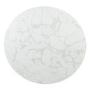 Clayten - Round Dining Table With Marble - White Natural Marble Top & Espresso
