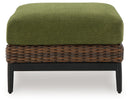 Horizon Hall - Ottoman With Cushion - Brown / Green
