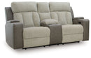 WhipLash - Power Reclining Loveseat With Console / Adj Headrest - Sisal