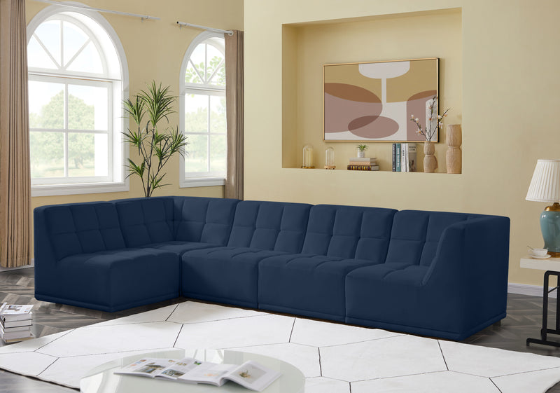 Relax - Modular Sectional 5 Piece - Navy - Fabric