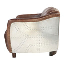 Brancaster - Loveseat - Retro Brown Top Grain Leather & Aluminum