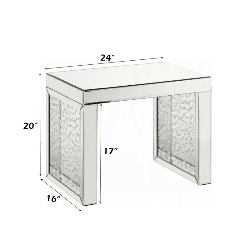 Nysa - 20" Accent Table - Mirrored & Faux Crystals Inlay