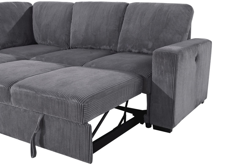 U2660 - Sectional With Pullout - Gray