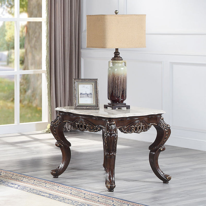 Benbek - End Table - Marble & Antique Oak