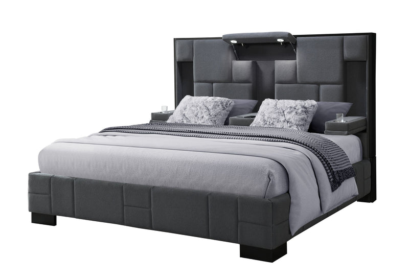 Oscar - King Bed In Fabric - Dark Gray