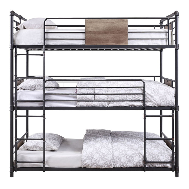 Brantley - Triple Twin Bunk Bed - Sandy Black & Dark Bronze Hand-Brushed
