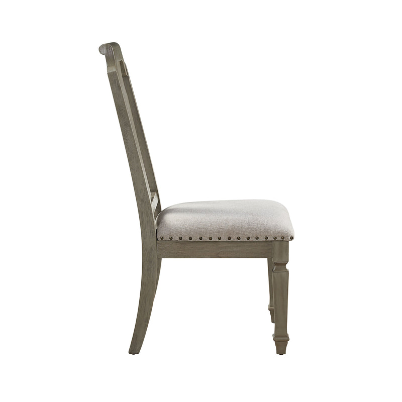 Zumala - Side Chair (Set of 2) - Beige Linen & Weathered Oak Finish