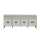 Berci - Bench With Storage - Beige Fabric & White