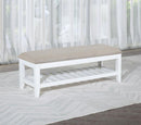 Bexhill - Upholstered Rectangular Bench With Shelf - White