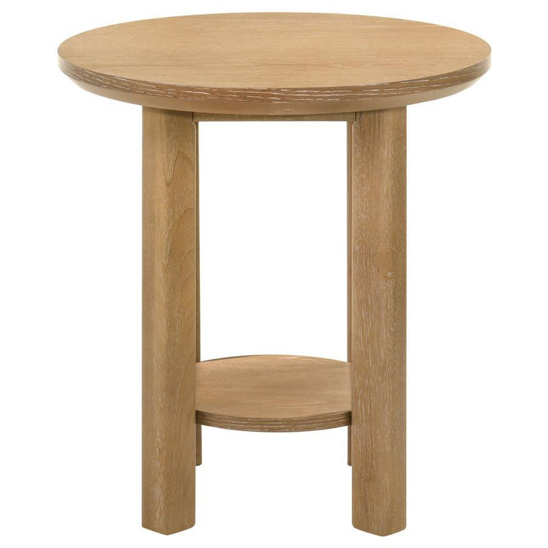 Ottowa - Round Wood Table With Shelf