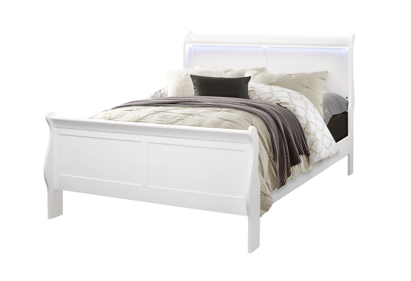 Charlie - Full Bed With LED - White