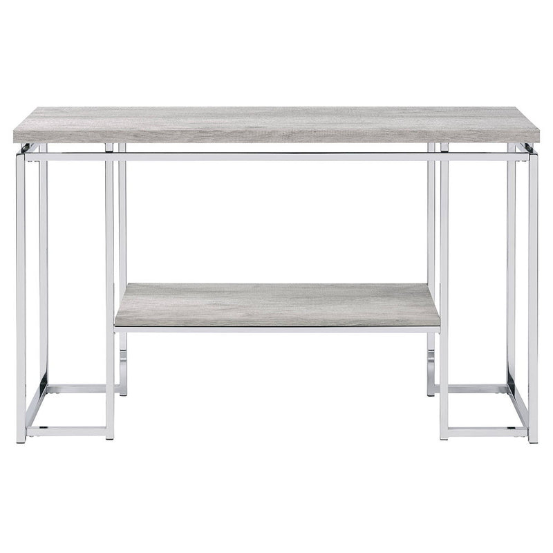 Chafik - Sofa Table - Natural Oak & Chrome