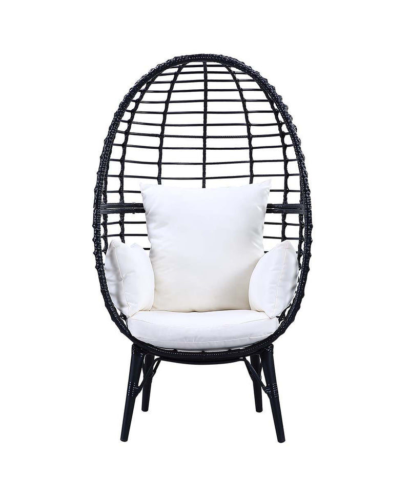 Penelope - Patio Lounge Chair - Light Gray Fabric & Black Finish