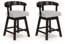 Haddigan - Upholstered Swivel Barstool (Set of 2) - Dark Brown