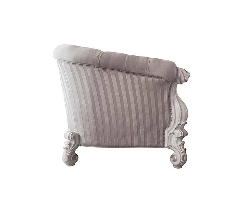 Versailles - Loveseat With 5 Pillows - Ivory Fabric & Bone White