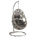 Sigar - Hanging Chair - Light Gray Fabric & Wicker