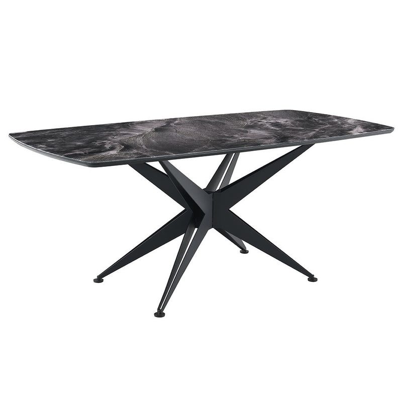 Klaus - Dining Table - Crystal Tempered Glass Top & Black Finish